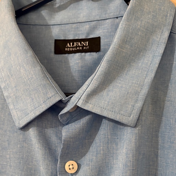 Alfani Sky Blue Casual Button Down Shirt - Picture 2 of 4
